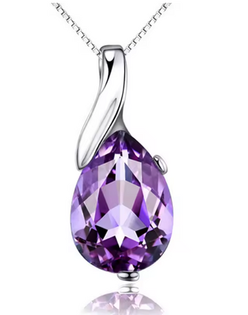Purple Swoop Amethyst Teardrop Pendant Necklace