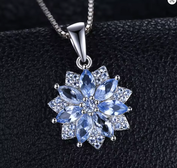 Ice Bloom Blue Cluster Snowflake Pendant
