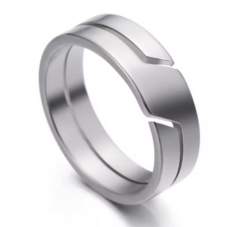 Men’s Steel Split-Groove Band Ring