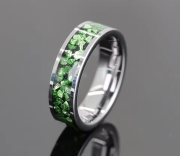 Men’s Crushed Green Stone Inlay Band