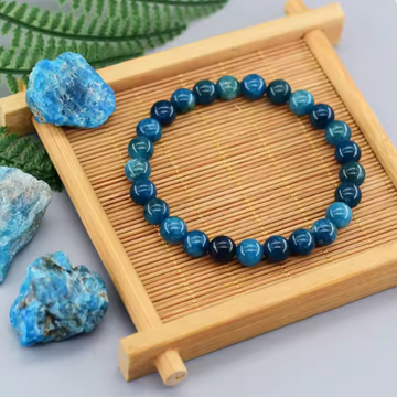 Blue Stone Bead Stretch Bracelet (Men’s)