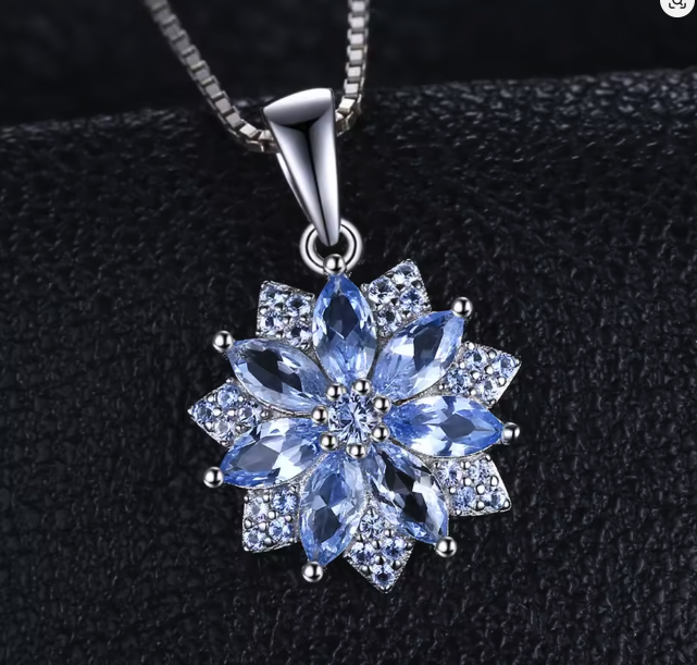 Ice Bloom Blue Cluster Snowflake Pendant