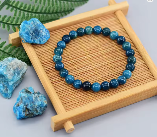 Blue Stone Bead Stretch Bracelet (Men’s)
