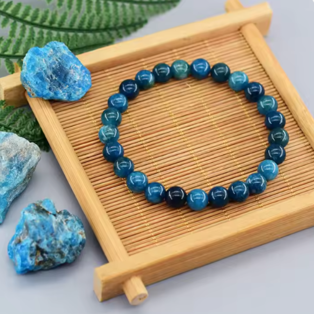 Blue Stone Bead Stretch Bracelet (Men’s)