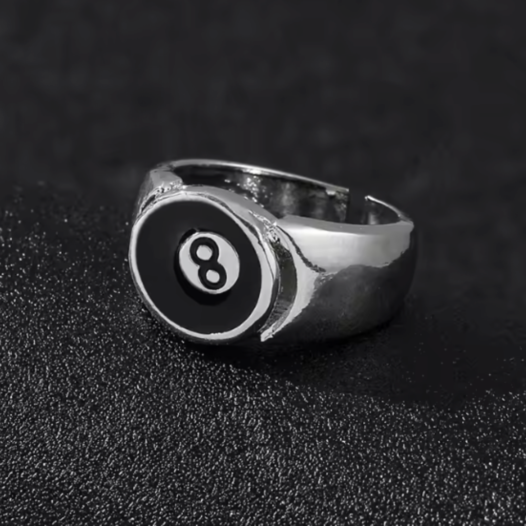 Men’s 8-Ball Signet Ring (Adjustable)